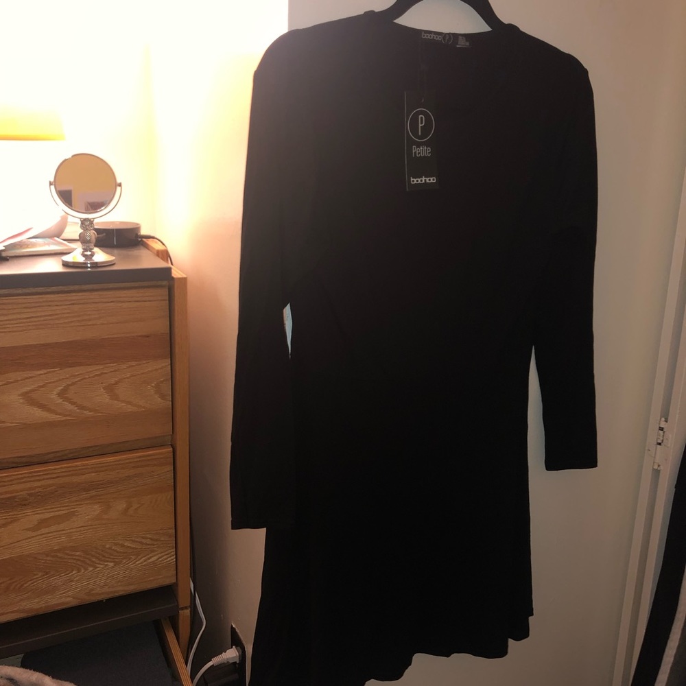 Black long sleeve skater dress